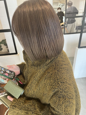 ショコラミルクティー3Dカラー×艶ボブ