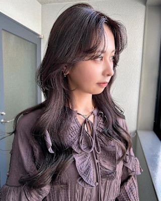 ダークパープル/ラベンダーグレー/セミロングレイヤー