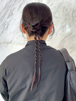 ヘアセット パーティー カチモリ ツイスト編み 結婚式