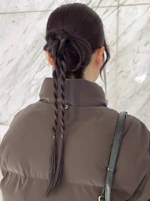 ヘアセット カチモリ ロープ編み タイトアレンジ お団子
