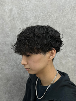 シャドウパーマラウンドマッシュ緩め波巻きツイストスパイラル