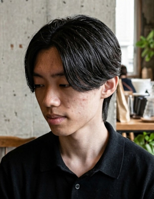 メンズナチュラルセンターパート