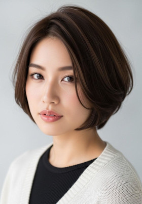 ハッシュボブ/モカブラウン/かわいい/耳かけ/大人おしゃれ