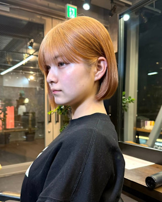 オレンジブラウン　デザインカラー　ケアブリーチカラー　ウルフ