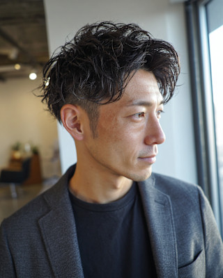 ビジネスマンに人気！ツーブロック×大人ニュアンスパーマ