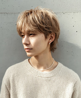 垢抜け◎ハイトーンベージュ×マッシュウルフ