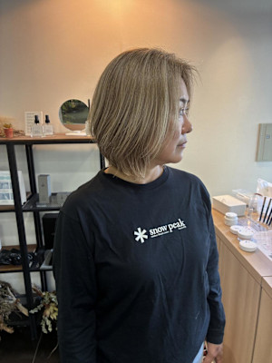 イメチェン/ピンクベージュ/アンブレラカラー/前髪/茅ヶ崎