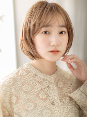 透明感モカブラウン小顔シャギーカットレイヤーボブ20代30代