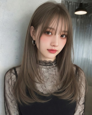 【上野】透明感グレージュ×艶髪ストレートロング★小顔レイヤー