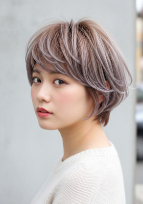シャギーショート/ミルクブラウン/ラベンダーグレー/かわいい