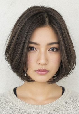 ハッシュボブ/スモーキーブラウン/顔まわりボブ/ショートボブ