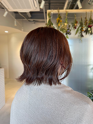 レイヤーボブ×ピンクブラウン