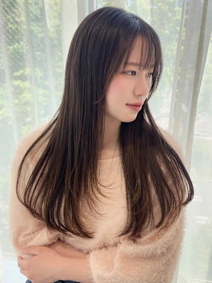 レイヤーカット ブラウンベージュ 顔周りカット 髪質改善UP