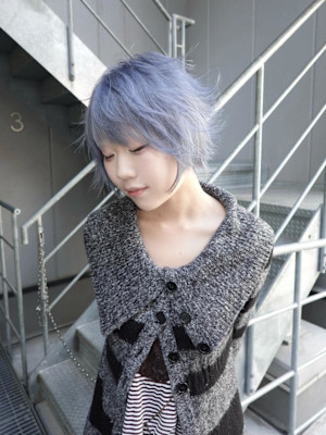 シャギーレイヤー ブルーグレー フェアリーショート 