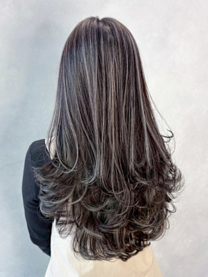 ロンググレージュ韓国ヘアオリーブベージュ_ba580361