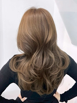 ロンググレージュ韓国ヘアオリーブベージュ_ba580801