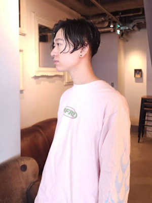 ニュアンスパーマ 前下がりショート センターパート/池田裕和