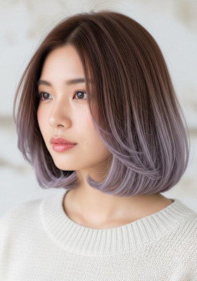 モカブラウン/ラベンダーグレー/可愛いボブ/外内はねカート
