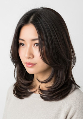 ミディアムハッシュカット/ダックアッシュベース/大人可愛い