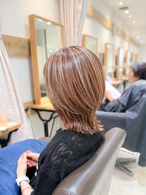 【脱白髪染め】白髪ぼかし細かめハイライトベージュ