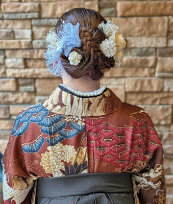 袴お着付けヘアアレンジシニヨン