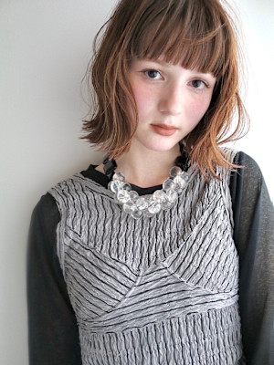 外ハネボブ×シアーオレンジベージュ