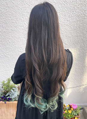 ターコイズエンドカラー　すそカラー