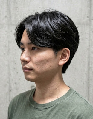 メンズ毛流れセンターパート♯77