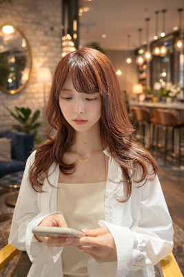 韓国風　暖色系コーラルカラー