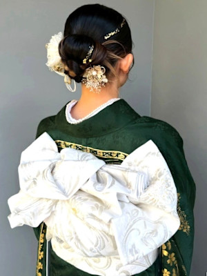 成人式 ヘアセット カチモリ お団子 タイトヘア 和装ヘア