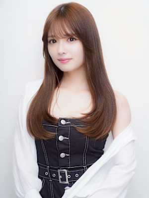 髪質改善カラー ミルクティー ロングヘア ワンカール