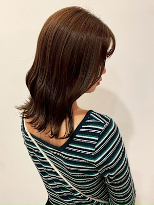 ナチュラルブラウンカラー 顔周りカット 髪質改善 20代