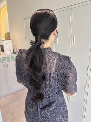 結婚式お呼ばれヘアセット/ローポニー/タイトアレンジ