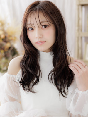 シースルーバングフェアリーレイヤーロング　ダークアッシュ