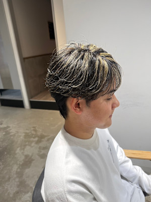 センターパート/ブリーチ/メンズカラー/ハイライトカラー