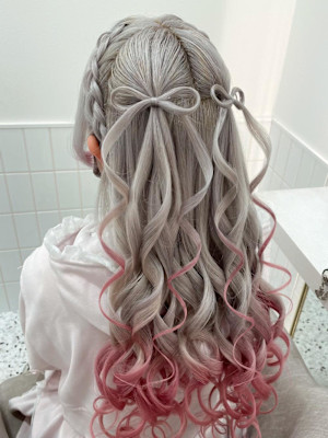 【ヘアメ】後ろ姿盛れ！リボンハーフツイン♪_ユウ