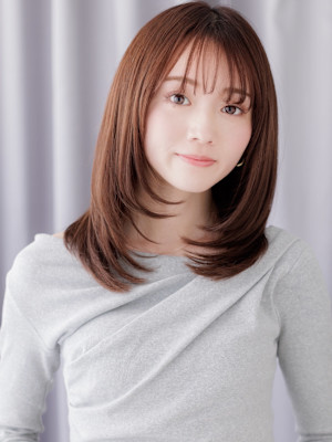 大人美人艶感ストレートセミロングレイヤーカット30代40代