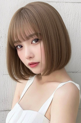 軽め前髪のぷつんとボブ/ガーリーボブ