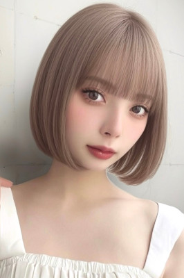 首が綺麗に見える前下がりボブ/ハイトーンボブ