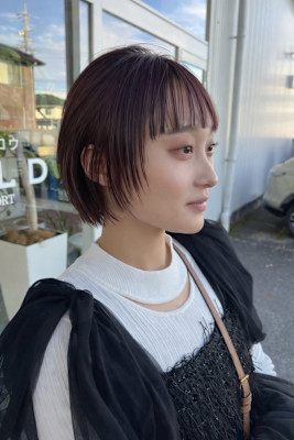 春の暖色カラーピンクブラウン髪質改善藤枝静岡