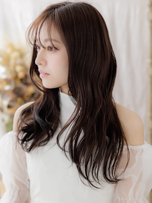 シースルーバングフェアリーレイヤーロング　ダークアッシュb