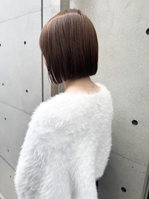 韓国顔まわりレイヤーカットグレージュオリーブベージュブラウン