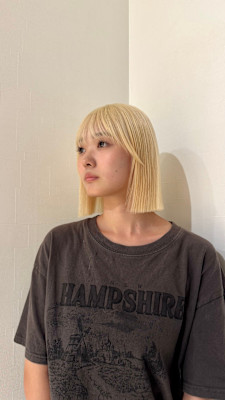 ミルキーブロンド × 切りっぱなしミニボブ