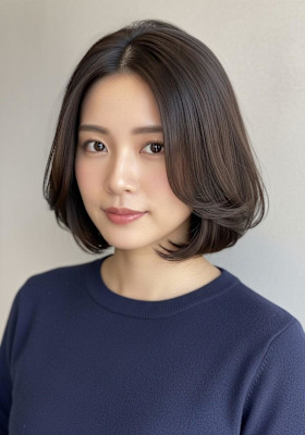 レイヤーボブ/ダークアッシュベース/可愛いボブカット/耳かけ