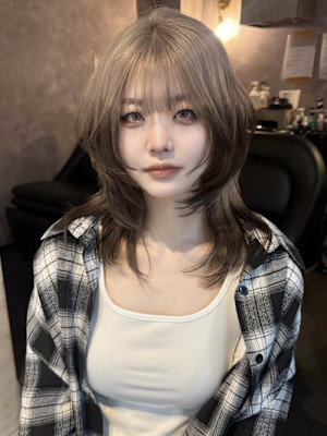 《巴結生》エンドカラー/裾カラー/ミルクティー