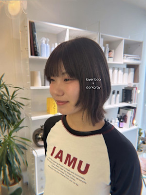 レイヤーボブ×ダークグレー