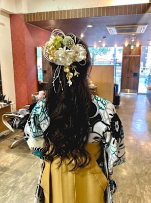 卒業式　袴ヘアー編み込みハーフアップ