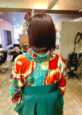卒業式　袴着付けショート　外ハネボブ