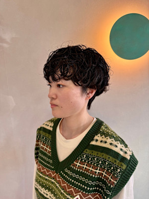 ゆるパーママッシュショート/20代人気