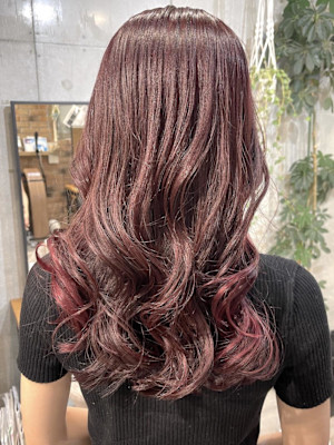 イヤリングカラー　暖色カラー　ピンクブラウン